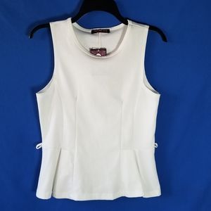 Young & Wild White Sleeveless Peplum Top Pullover Style With A Scoop Neckline